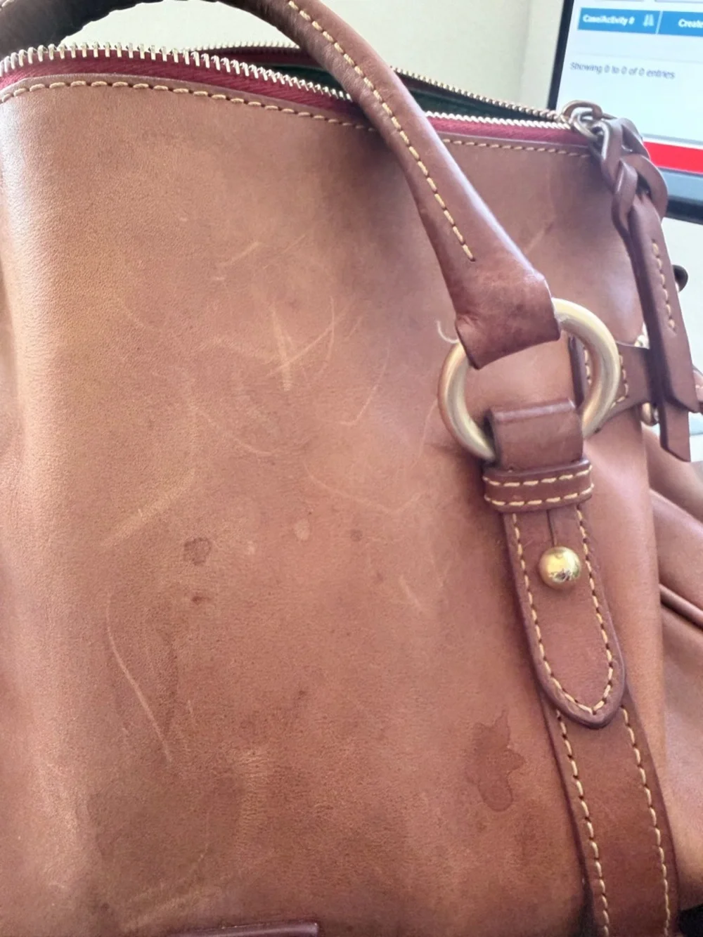 Dooney & Bourke Tan Leather Satchel - Picture 12 of 14